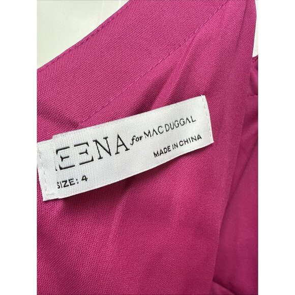 Mac Duggal Women’s Size 4 Fuchsia Pink SPAGHETTI STRAP FAUX WRAP Cocktail DRESS - Picture 8 of 9